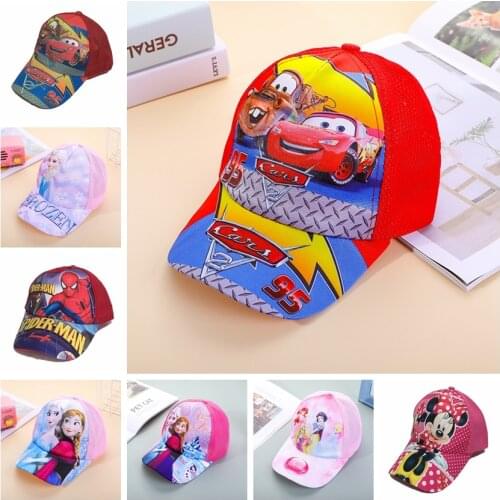Disney Boys Girl Cartoon Frozen Anna Elsa Mickey Minnie Spiderman Children Baseball Caps Mesh Hats Kids Popular Hip Hop Snapback