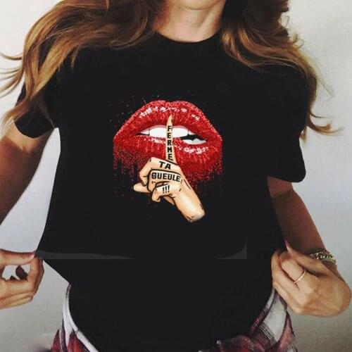 Aesthetic Harajuku T Shirt Women Tees 90s Girl Sexy Lip T-shirt Girl Graphic Tshirt Ulzzang Tops Female Clothes Black Streetwear