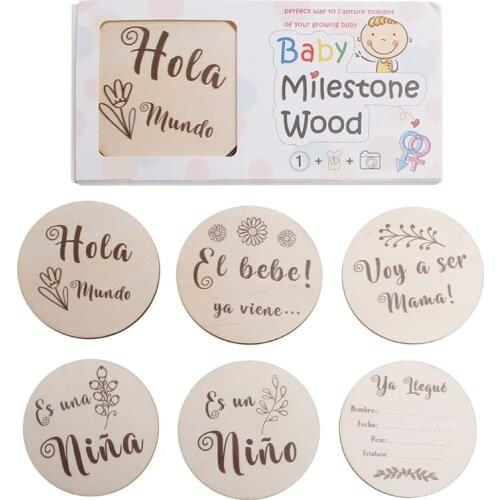 83XC 6 Pcs/Set Newborn Birth Monthly Recording Card Baby Rainbow Month Milestone Cards Baby Photography Props Toy