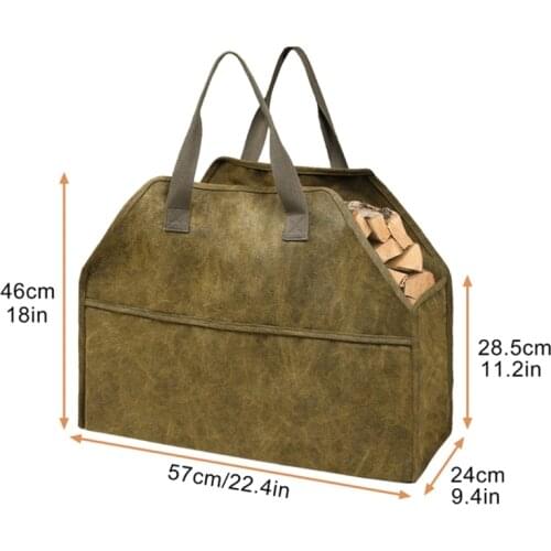 Log Storage Holder Carrier Canvas Firewood Bag Durable Fire Wood Tote Outdoor Portable Organizer Fireplace Wood Stove