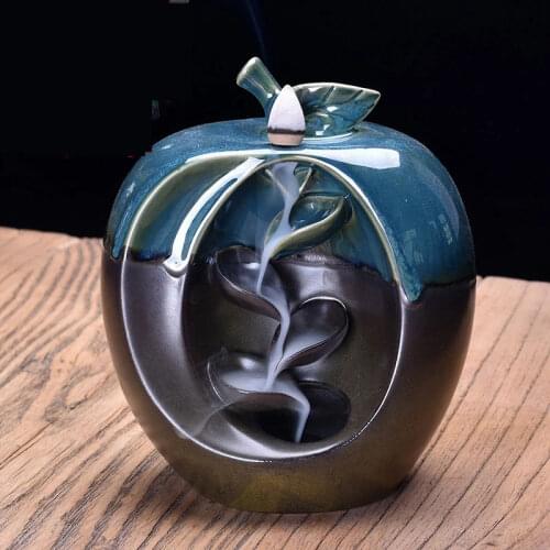 Backflow Incense Burners Apple Pear Incense Holder Vintage Censer Chinese Temple Aromatherapy Holder Home Decor