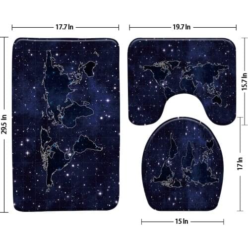 Night Sky Constellation Bath Mat Modern Bathroom Mats 3-Piece Set Shower Rug Toilet Cover Carpet U-Shaped Pad Bathroom Product