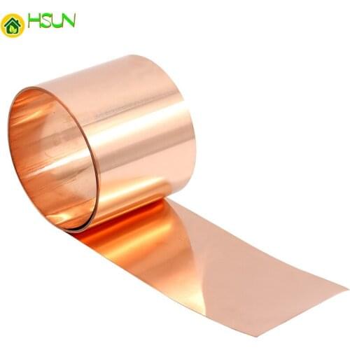 1meter Copper Strip Thin Copper T2 Foils Grounding Belt Red Purple Copper Sheets Conductive Roll