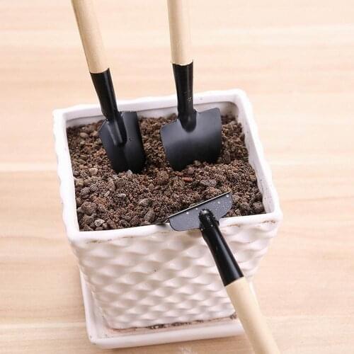 3 Pcs/set Mini Spade Shovel Harrow Flowerpot Tools Potted Plants Maintenance Wooden Handle Plant Soil Shovels Gardening Tools