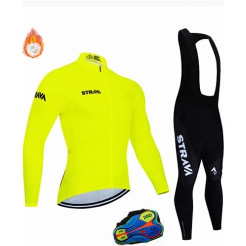 Mens Breathable Gel Pad Cycling Clothing Winter Thermal Fleece Cycling Jersey Sets, Bike Bicycle MTB Clothes Bike Jersey Suits