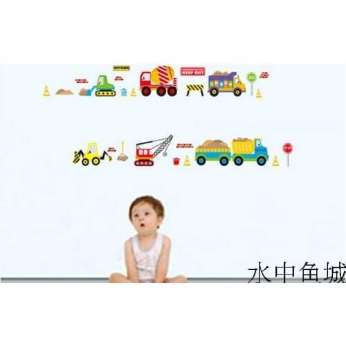 Truck Cars Diggers And Crane Wall Stickers Decals Removable DIY Kid Children nursery room Art Mural