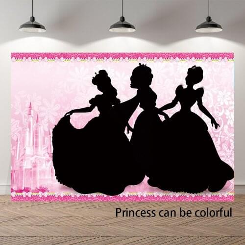 Neoback Princess Pink Castle Cartoon Girls Baby Shower Backdrop Customized Kids Birthday Party Decorations Background Photocall