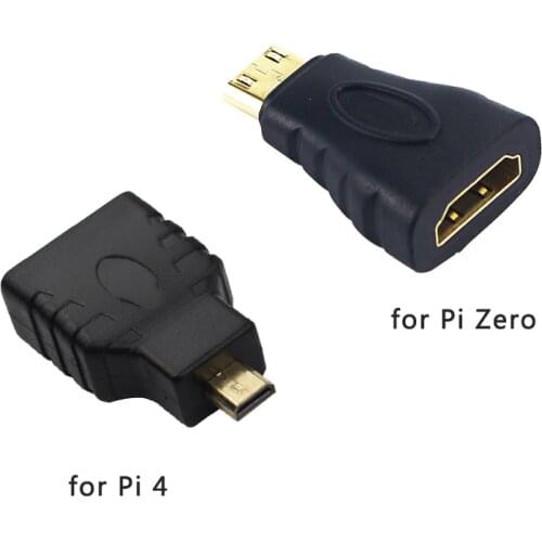 Raspberry Pi Male to Female Video Converter Micro HDMI-compatible & Mini HDMI-compatible Adapter for RPI 4 or RPI Zero