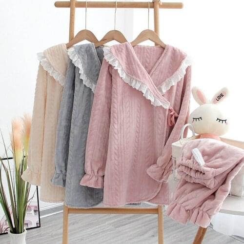 Women Pajama Sets Autumn Winter plus Velvet Thicken Warm Pyjamas Cotton Cartoon Loose Sleepwear Female Pajama Women Homewear