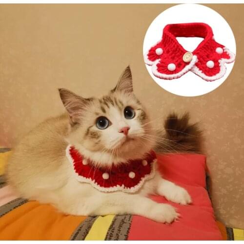 Pet cats, dogs and rabbits wool knitted collars, Christmas ornaments, cute saliva towels