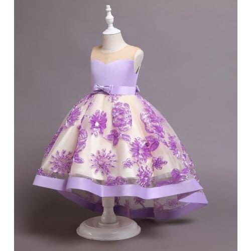 Ceremony Flower Embroidery Baby Girls Dress Christmas Party Wedding Prom Girls Princess Dress Kids Clothing Vestidos 8 10 Years