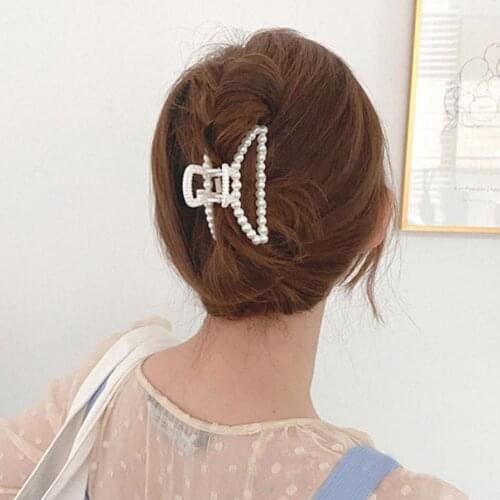 Hair Claw Elegant Hair Accessories Imitation Pearl Ponytail Holder Large Jaw Clip for Hair Styling