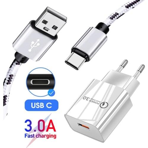 For Samsung Mobile Phone Charger USB Power Adapter Quick Charge 3.0 Type C USB Cable for Xiaomi Mi 11 Redmi Note 10 9 7 Pro POCO