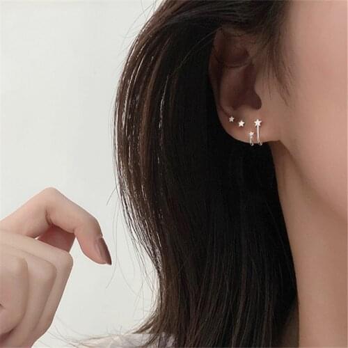 2020 new 925 Sterling Silver Small Star Stud Earrings For Women Girls Prevent Allergy Brincos pendientes Brincos eh1105