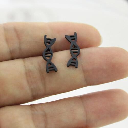 1Pair DNA Box Biology Molecule Earring Stainless Steel Earrings Vacuum plating 4 Colors For Scientist Geeks Fashion Jewelry