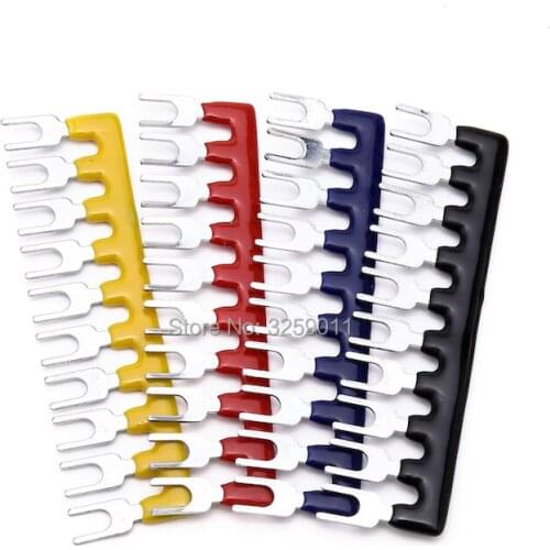 10PCS Wire Connector Pre Insulated Fork Type Terminal Barrier Strip Jumper Connector 10 Positions TD1510/TD-10A