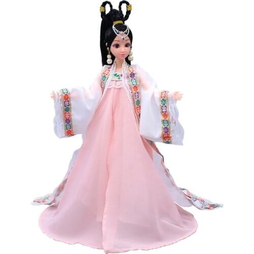 12 Moveable Joints 3D Eyes Doll Body With Head Female Action Figure Body Dolls Toy For Girls Plastic Chinese Style Princess Doll