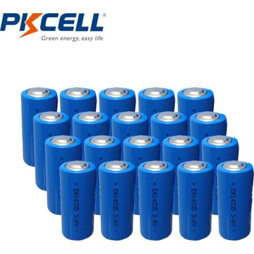 20pcs PKCELL ER14335 14335 1650mah 3.6V 2/3AA batteries liSOCL2 Lithium battery primary batteries replace for TADIRAN TL-4955