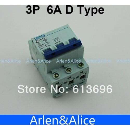 3P 6A D type 240V/415V Circuit breaker MCB 4 POLES
