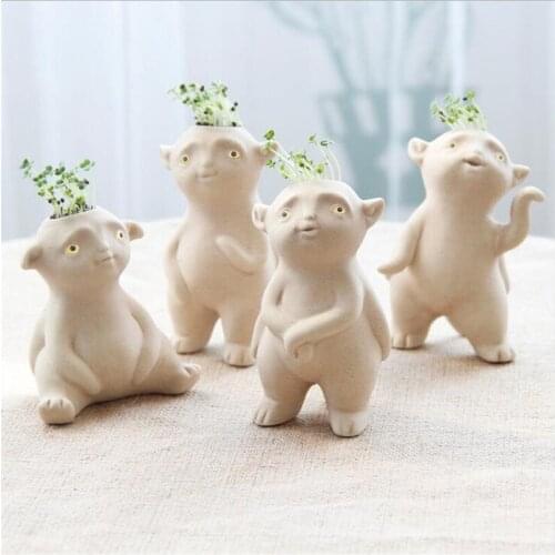 4pcs/lot Creative Gifts Ceramic Crafts Ceramic Pots Crafts Decoration Gardening Potting Office Home Decoration