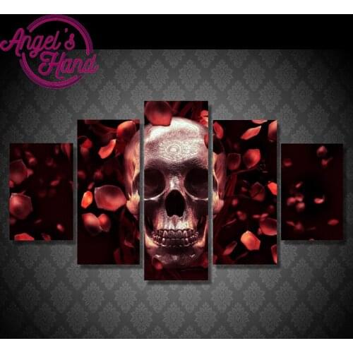 5d DIY spuare round Diamond Embroidery skull Rose petal 5d Diamond Painting cross stitch Hobbies And Crafts Home Decoration 5pcs