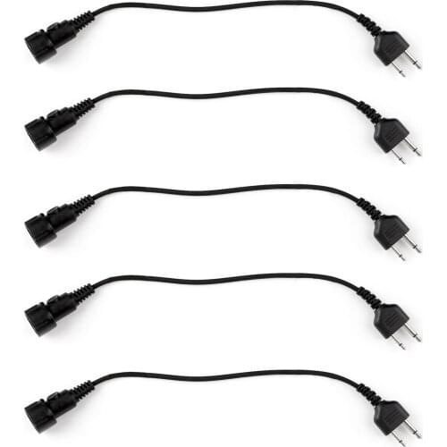 Artudatech 5Pcs 2 Pin Mini Din Plug Connector Cable For ICOM IC For Cobra CB Straight Plug 2 Wau Radio Headset