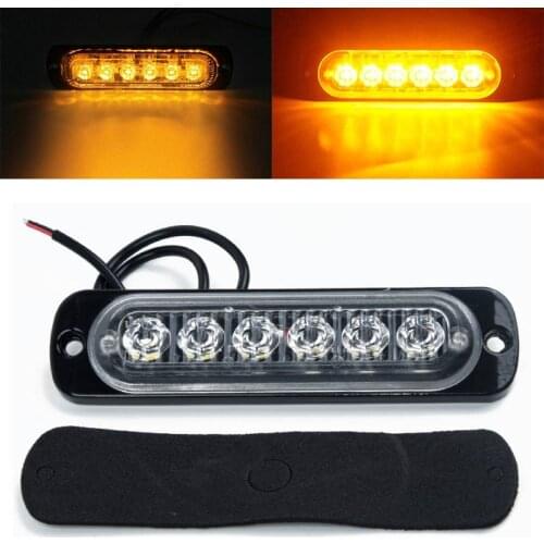 Black Housing + Transparent Lens DC 12V-24V 18W Yellow 6LED Car Truck Warn Safety Urgent Always Bright Light Lamp