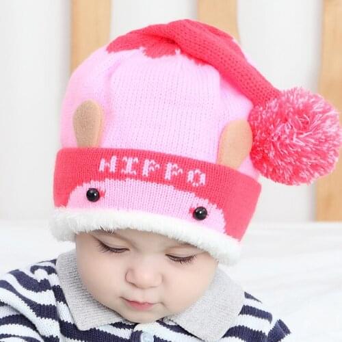 Kids Knitted Winter Warm Cap Baby Hats Cartoon Bear Thick Warm Children Hats for Girls Boys Cap Baby