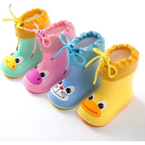 Kids Rain Boots Children Rubber Rainboot Candy Color Cartoon Girls Waterproof Boot Pvc Boys Water Shoes Four Seasons Removable
