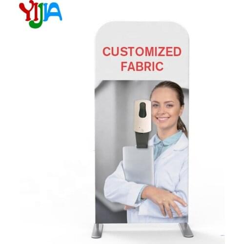Hot 75*200CM customized double side Print Straight Backdrop stand with 1000 ml Automatic soap Dispenser for Public Place