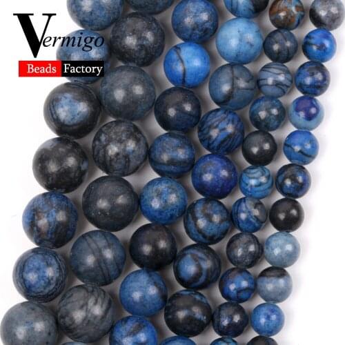 Natural Blue Web Jaspers Stone Round Beads for Jewelry Making 6mm/8mm/10mm Spacer Loose Beads Diy Bracelets Necklace Accessories