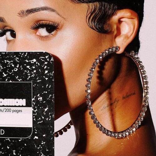 StoneFans Brilliant Colored Crystal Big Hoop Earrings Jewelry Popular Rhinestone Gems Circle Earrings Female Round Accessories