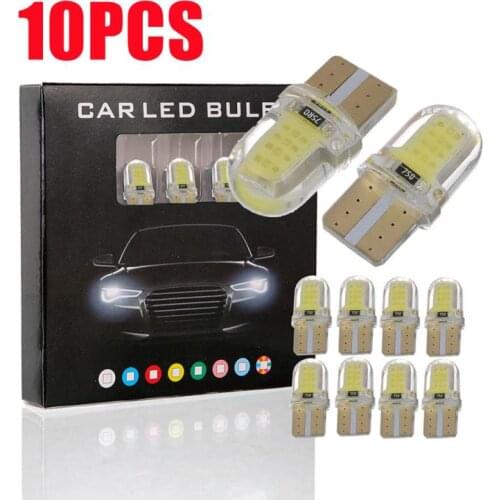 10PCS T10 W5W 194 COB LED Side Wedge Light Signal Lamp 12V Bulbs Width Lamp Interior Dome Reading License Plate Instrument Light