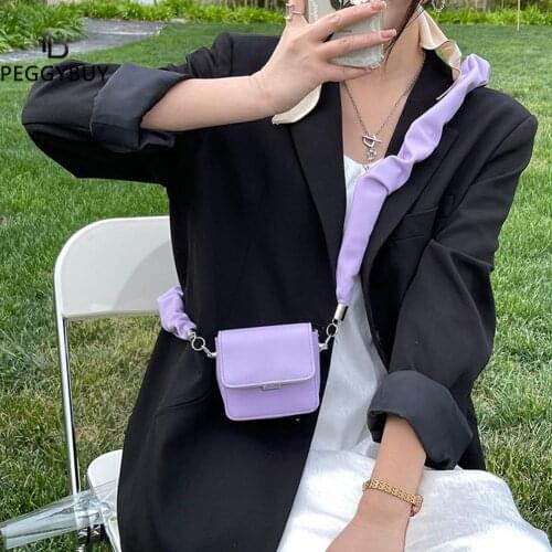 Fashion PU Shoulder Bag Leather Solid Color Pleated Women Small Messenger Bags Handbag Crossbody Bags for Women Phone Girl