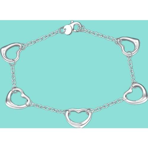 Fashion 925 Sterling Silver Five Heart Bracelet For Woman Charm Wedding Engagement Party Jewelry