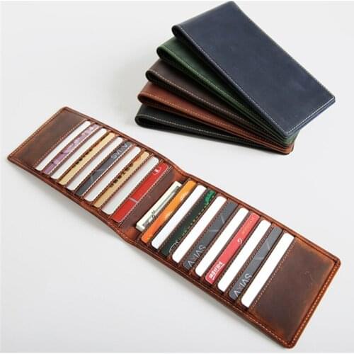 Mens Money Card Holder Women Purse Long Wallets PULL-UP Leather Bags Genuine Cow Leather Clutch Retro Handmade Bags Gift