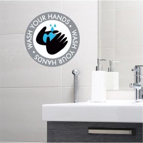 Prompt hand washing logo sticker, PVC wall sticker for toilet in supermarket PCV stickers