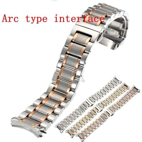 The latest! Watch accessories stainless steel bracelet solid steel full - steel chain arc mouth Masters Men strip 19 20 21mm