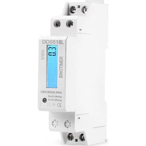 Single Phase LCD Backlit Wattmeter Power Consumption Watt Energy Meter kWh AC 5-32A 230V 50Hz 110V 60Hz Electric Din Rail Mount