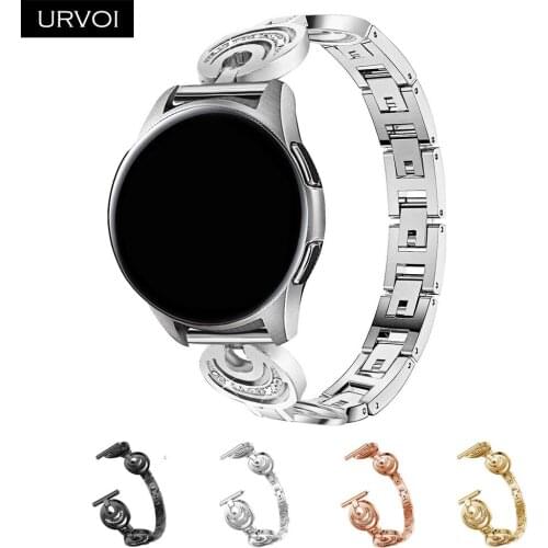 URVOI band for Galaxy Watch Active moon and stars strap stainless steel Fold over clasp with zircon quick release pins wrist