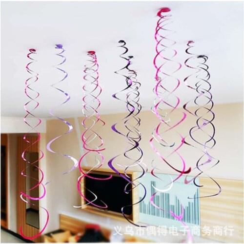 Happy Birthday Decorative 6pc/pack Metallic Ceiling Hanging Swirl for Baby Shower Wedding Halloween Birthday Party Decoration