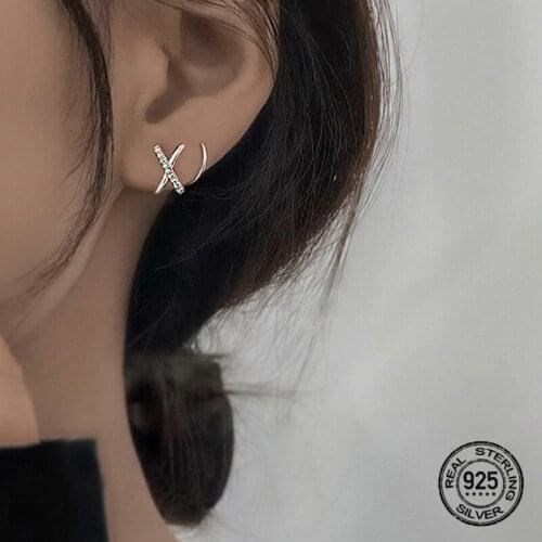 S925 Sterling Silver Hoop Earrings For Women Blazed Zircon Double Layer Spiral Ear Ring Fashion Creativity Modern Female Jewelry
