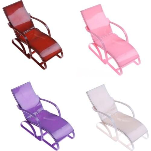 Rocking Beach Lounge Chair For Doll Pink Chairs Dream House Livingroom Gardan Furniture Doll Accessories 19*8.2*11cm