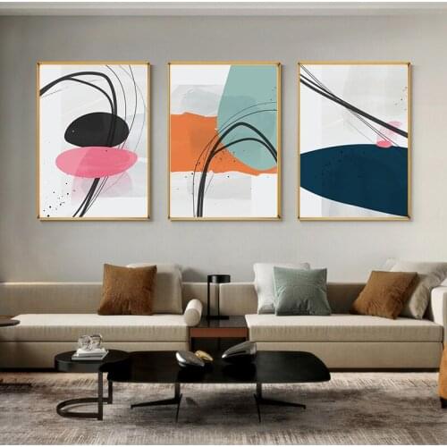 Abstract Shapes Line Art Print Poster Geometric Wall Art Picture Canvas Painting Modern Artistic Living Room Decoration