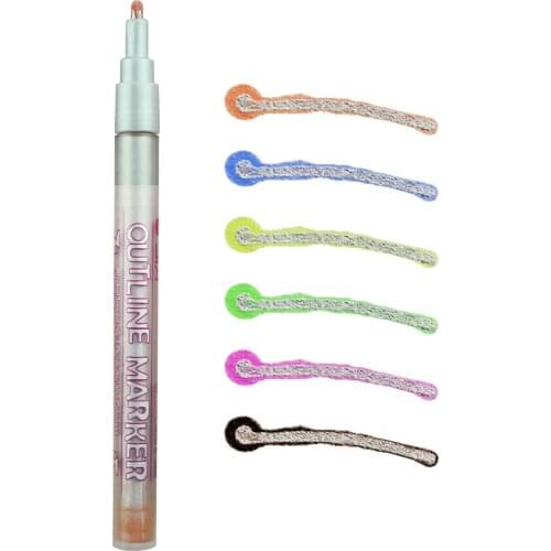 STA 6Colors Outline Markers Multifunctional Glare Color Edge Pen Highlighter Waterproof Paint Marker Pen brush School Supplies
