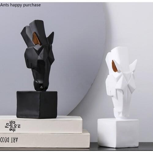 Resin Animal Statue Decorative Ornaments Horse Head Sculpture Crafts DesktopFurnishings Figurines Home Decoration Accessories