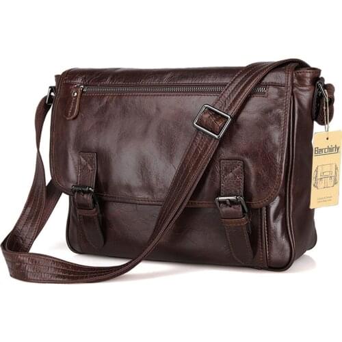 New Mens shoulder bag Natural genuine leather men messenger bags big capacity breifcases 13 inch laptop business male handbags