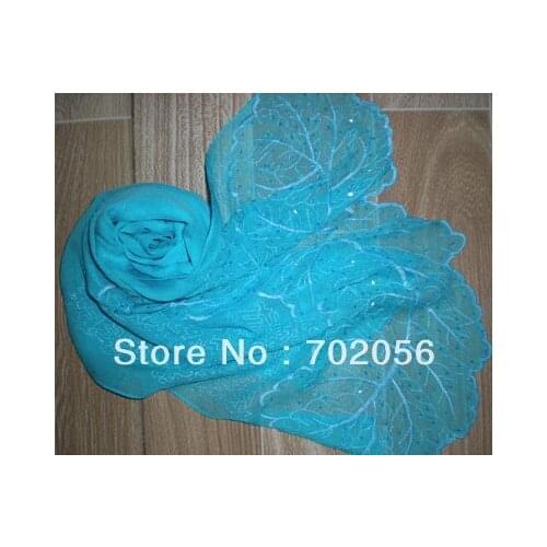 Beaded leaf design 100% Silk scarf Shawl Wrap Scarves 180*55cm gorgeous mixed 14pcs/lot #3042