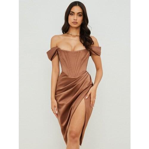 High Quality Satin Bodycon Dress Women Party Dress 2021 New Arrivals Midi House of Cb Bodycon Dress Celebrity Evening Club Dress