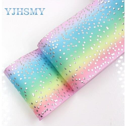 YJHSMY G-18815-962,10 yards 75 mm Hot silver grosgrain ribbons,DIY handmade Hair accessories wedding gift wrap Material